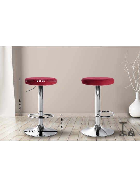 2 db bárszék szett Ponte bársony króm, piros 2 db bárszék szett Ponte bársony króm, piros