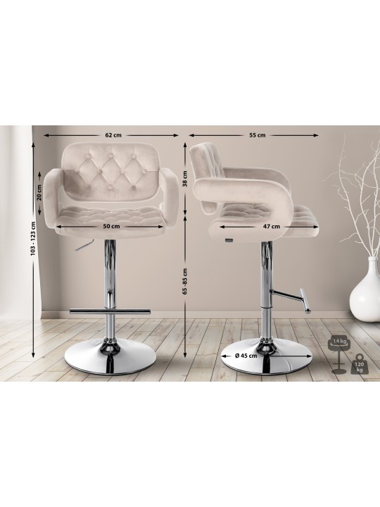 Bárszék Dublin bársony króm, krém