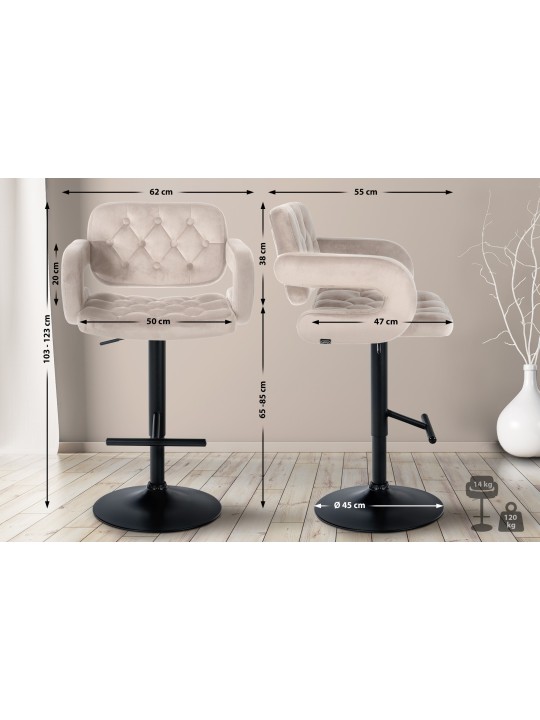 Bárszék Dublin bársony, krém