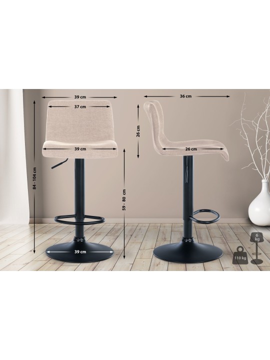 2 db bárszék készlet Branford szövet, krém