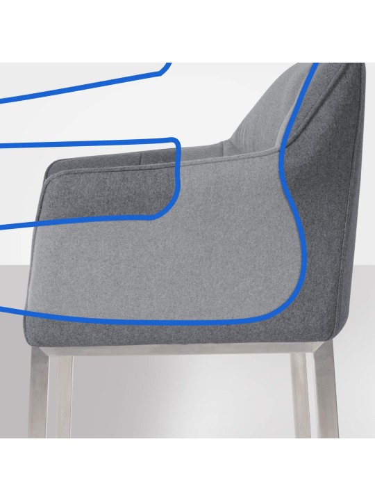 Bárszék Damaso E filc 4 méteres kerettel, szürke