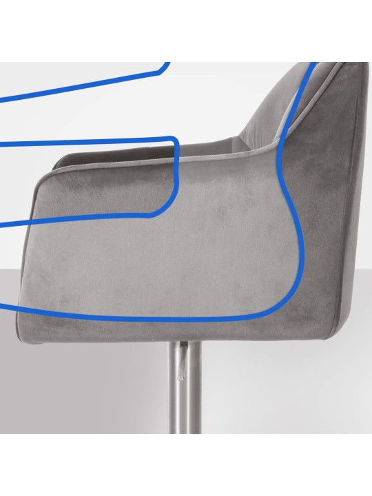 Bárszék Damaso E bársony, szürke