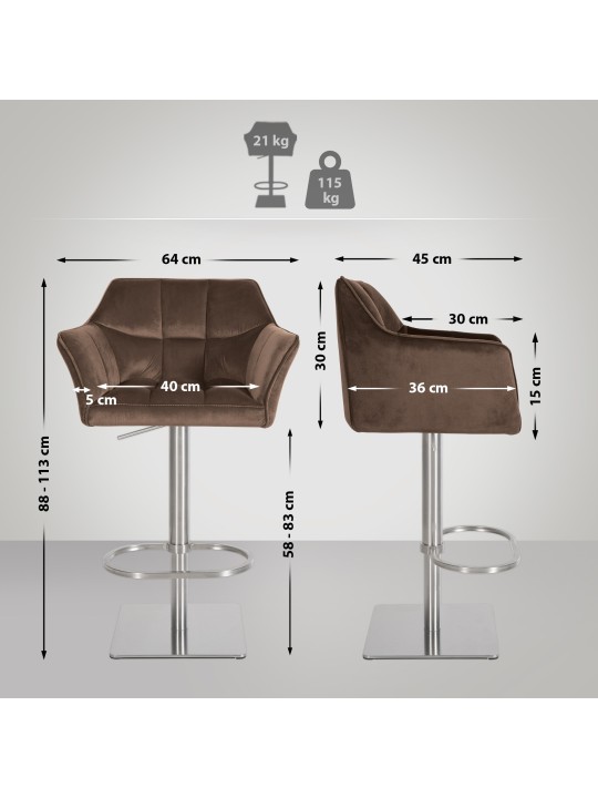 Bárszék Damaso E bársony, barna