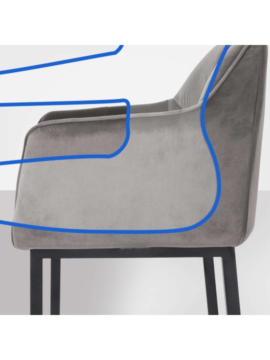 Damaso B bársony bárszék 4 méteres kerettel, szürke Damaso B bársony bárszék 4 méteres kerettel, szürke