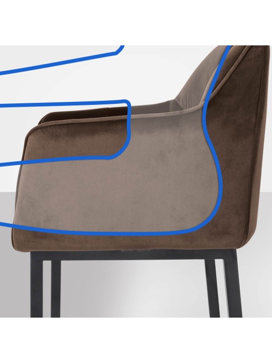 Damaso B bársony bárszék 4 méteres kerettel, barna