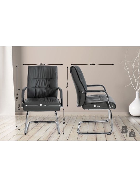 2 db-os Sievert látogatói szék készlet, szürke