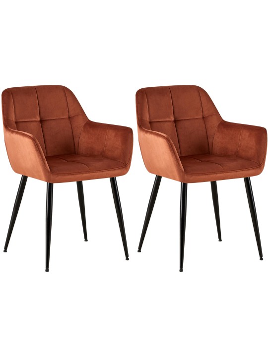 2 db Emia bársony étkezőszék készlet, barna