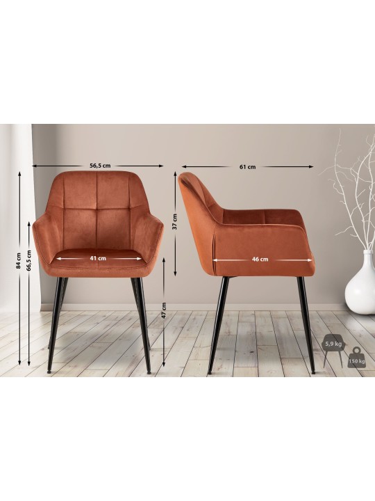 2 db Emia bársony étkezőszék készlet, barna