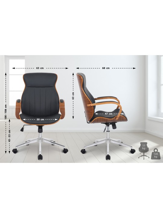 Melilla műbőr irodai szék, dió/fekete