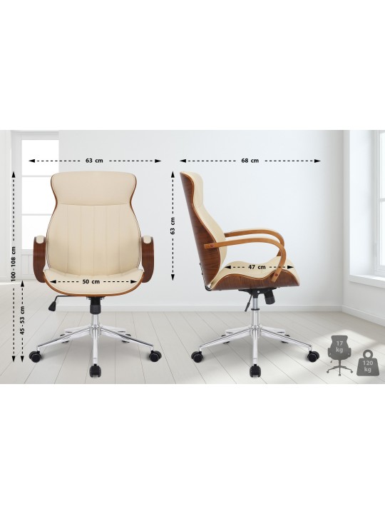 Melilla műbőr irodai szék, dió/krém