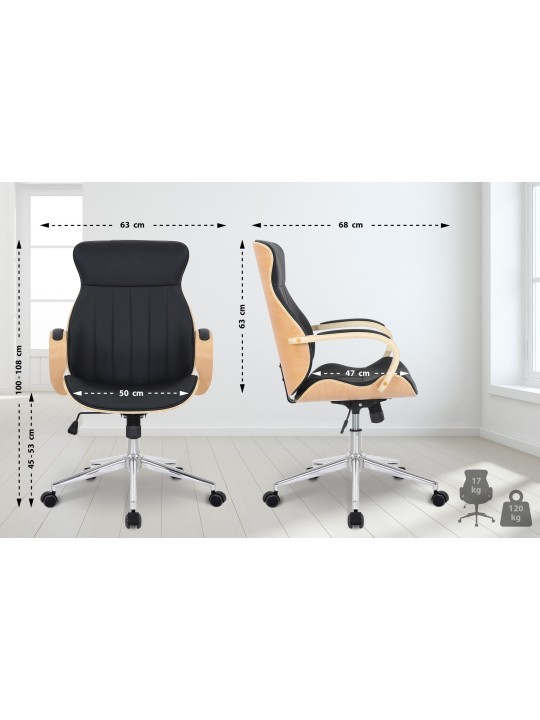 Melilla műbőr irodai szék, natúr/fekete