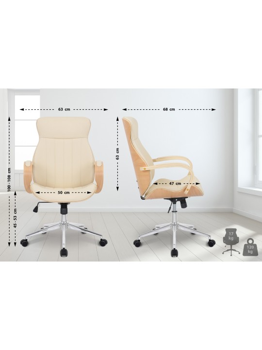 Melilla műbőr irodai szék, natúr/krém