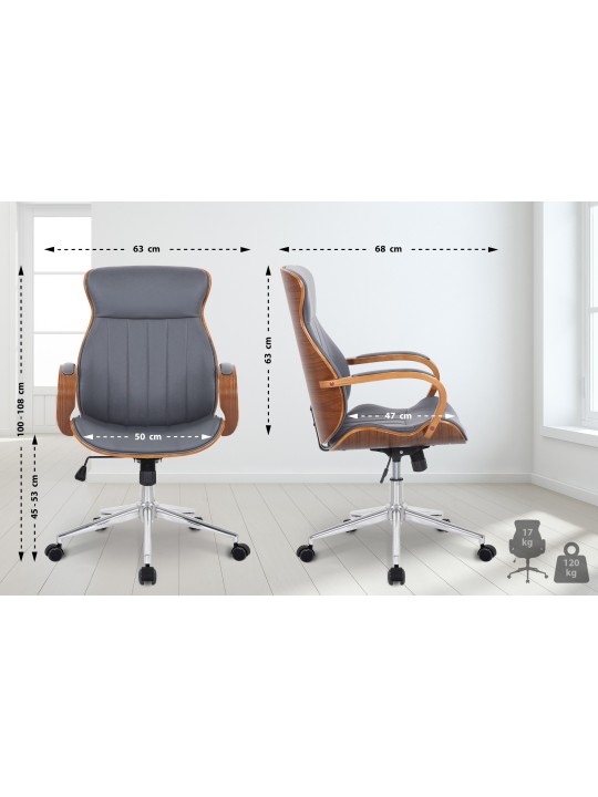 Melilla műbőr irodai szék, dió/szürke