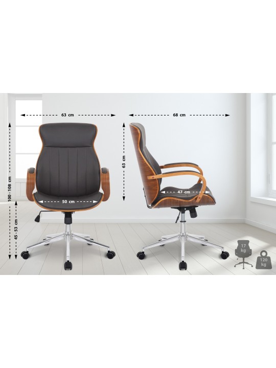 Melilla műbőr irodai szék, dió/barna