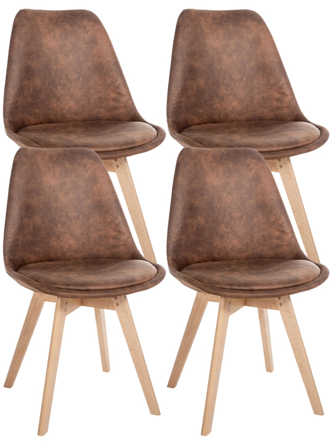 4 db Linares Vintage szék készlet, barna