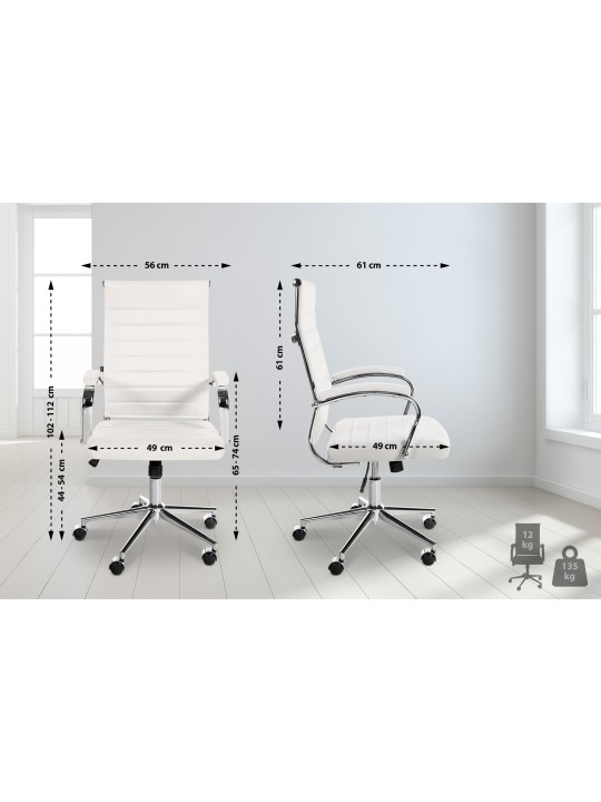 Mollis valódi bőr irodai szék, fehér