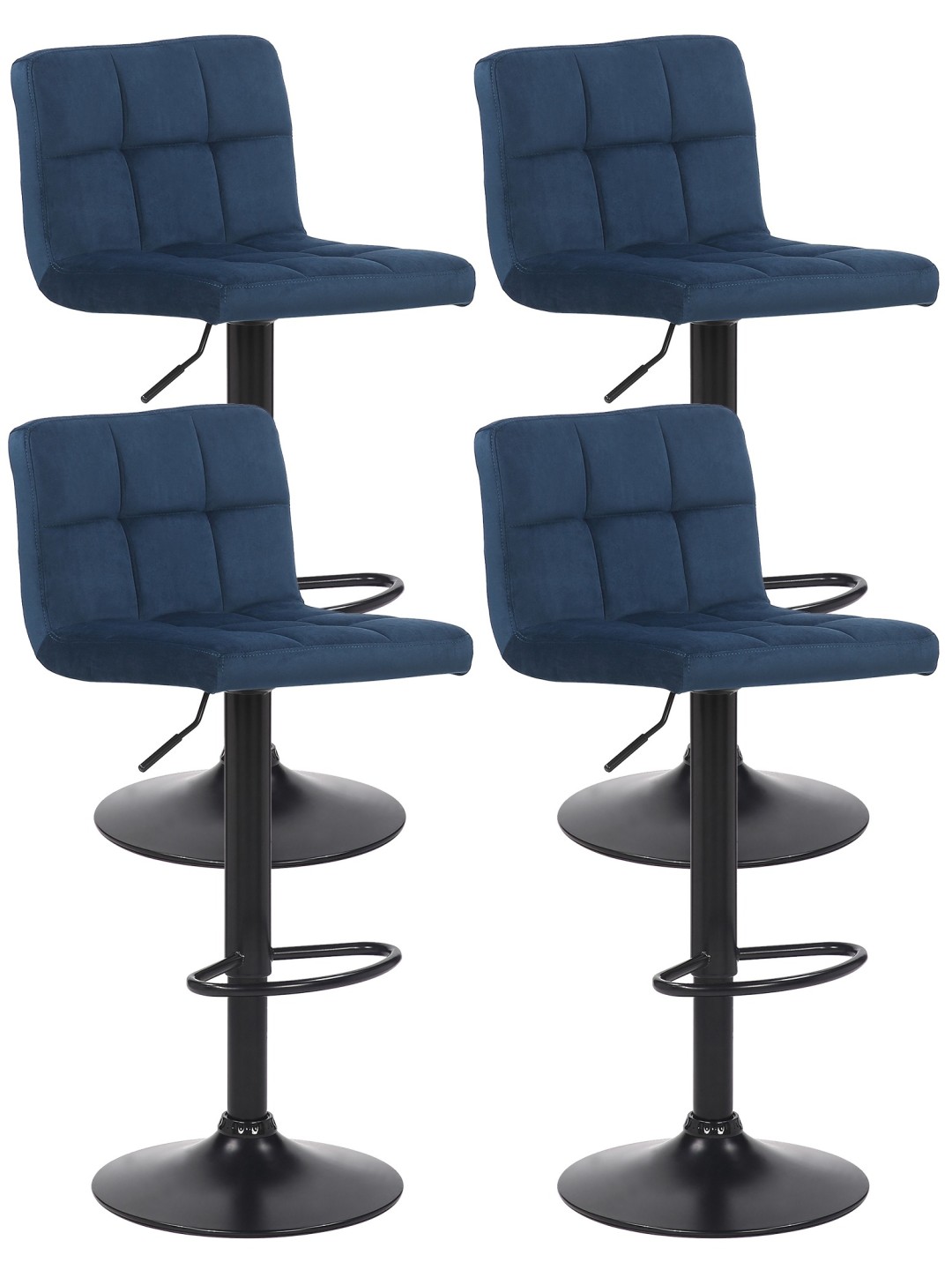 Feni bársony bárszék 4db, kék