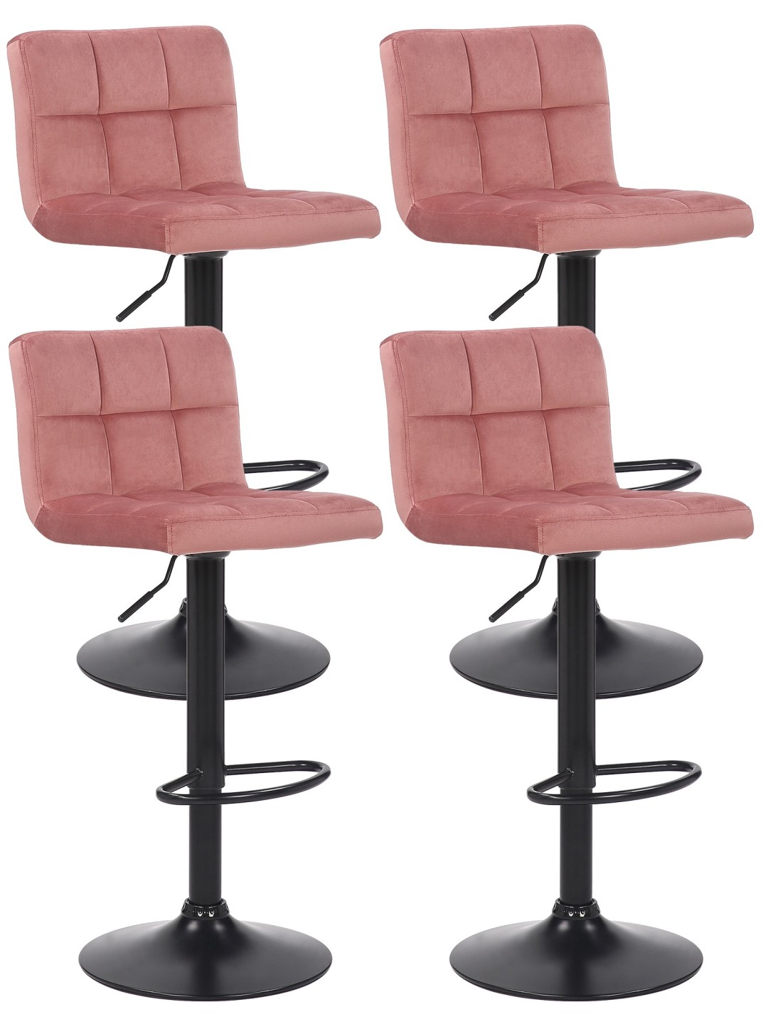 Feni bársony bárszék 4db, rózsaszín