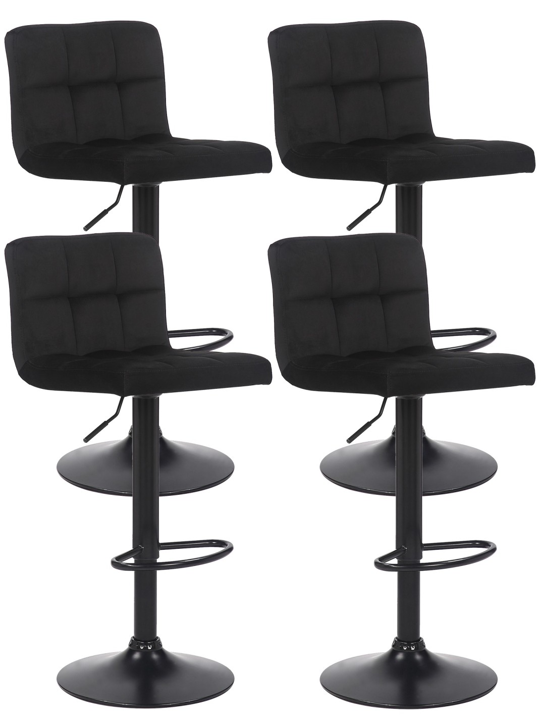 Feni bársony bárszék 4db, fekete