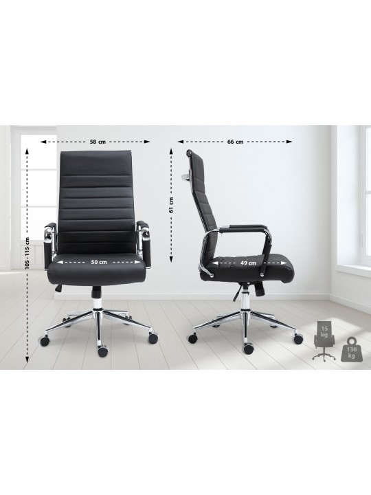 Columbus valódi bőr irodai szék, fekete