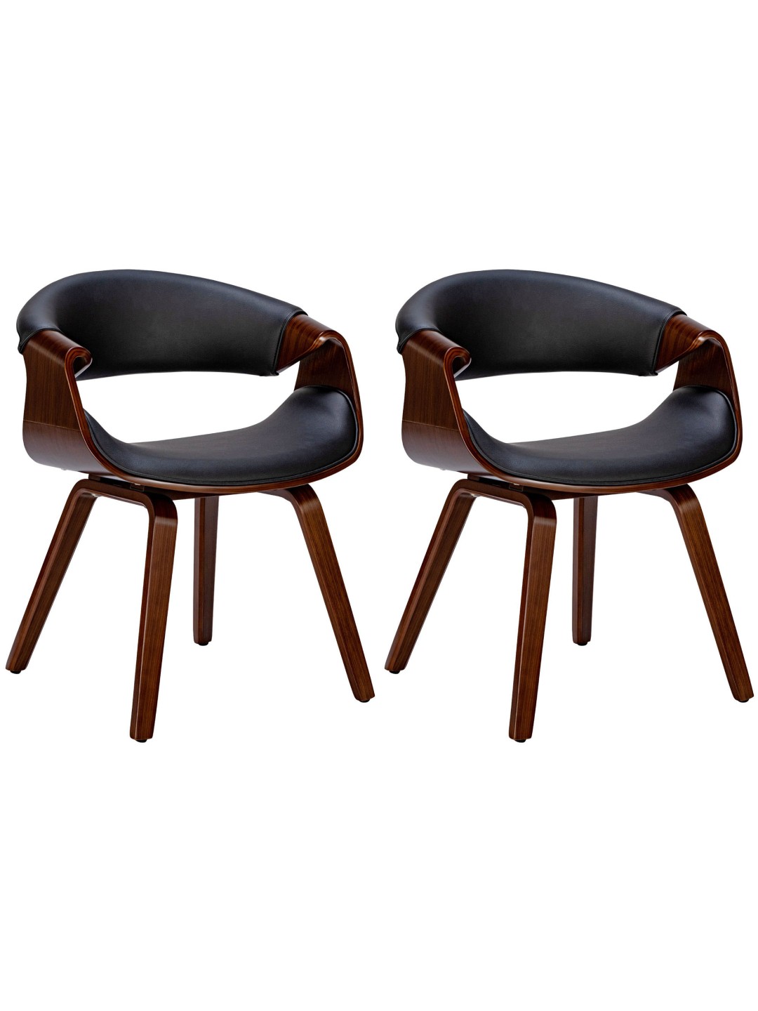 2 db Foley műbőr étkezőszék szett, dió/fekete