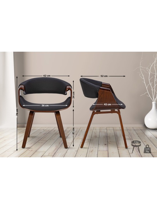 2 db Foley szövet étkezőszékből álló készlet, dió/fekete