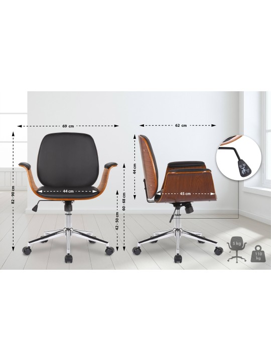Kemberg műbőr irodai szék, dió/fekete
