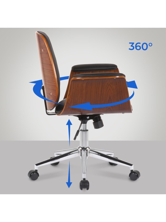 Kemberg műbőr irodai szék, dió/fekete