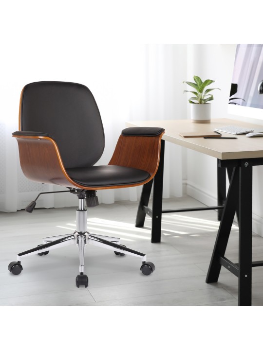 Kemberg műbőr irodai szék, dió/fekete