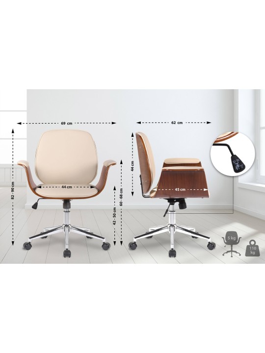 Kemberg műbőr irodai szék, dió/krém