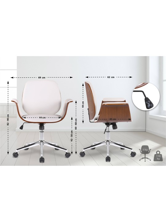 Kemberg műbőr irodai szék, dió/fehér