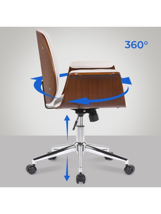 Kemberg műbőr irodai szék, dió/fehér