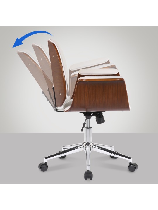 Kemberg műbőr irodai szék, dió/fehér