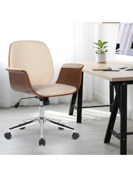 Kemberg műbőr irodai szék, dió/krém