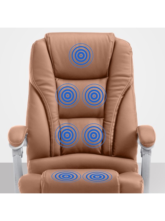Pacific irodai szék masszázs funkcióval V2 műbőr, világosbarna