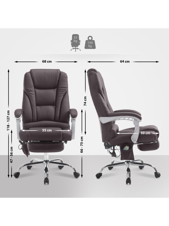 Pacific irodai szék masszázs funkcióval V2, barna
