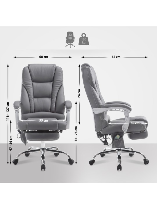 Pacific irodai szék masszázs funkcióval V2, szürke
