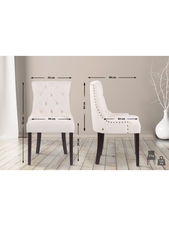 4 db antik Aberdeen bársony étkezőszékből álló készlet, krém