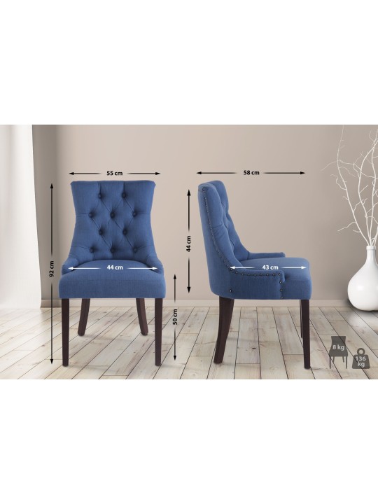 Étkezőszék Aberdeen szövet antik, kék