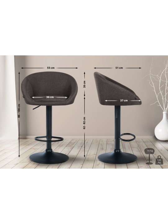 Bárszék Davie szövet, sötétszürke