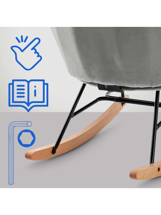 Hintaszék Sanka bársony, szürke