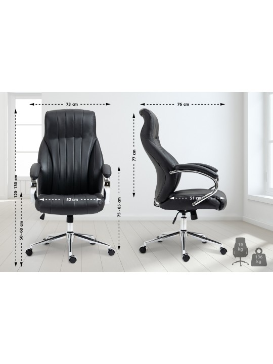 Wigan valódi bőr irodai szék, fekete