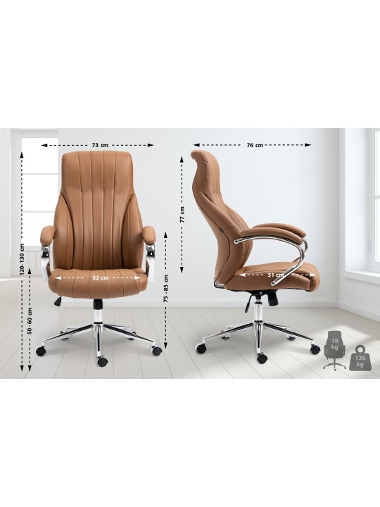 Wigan valódi bőr irodai szék, világosbarna