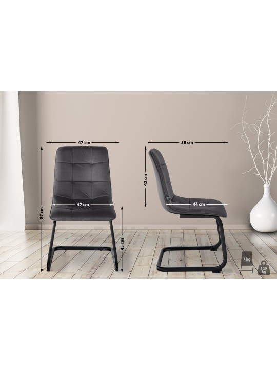 Vermont bársony étkezőszék, fekete