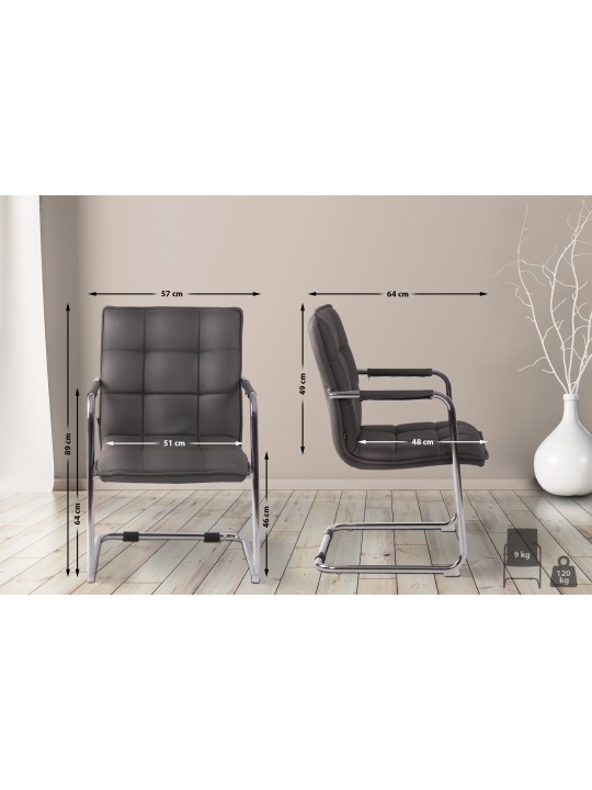 Látogatószék Gandia műbőr króm, szürke