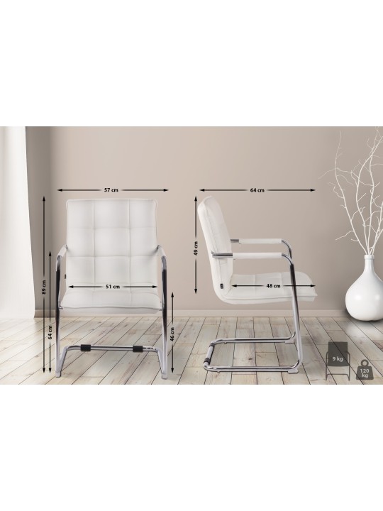 Látogatószék Gandia műbőr króm, fehér