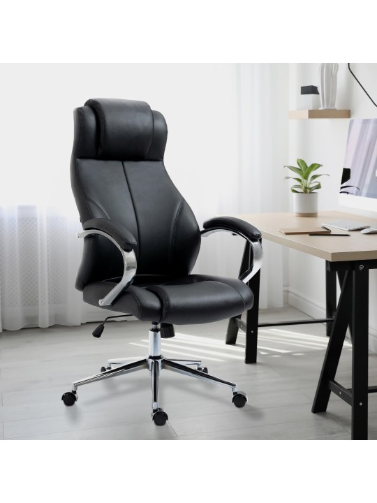 Salford irodai szék valódi bőr, fekete