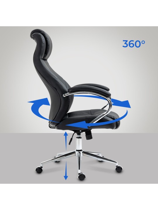 Salford irodai szék valódi bőr, fekete