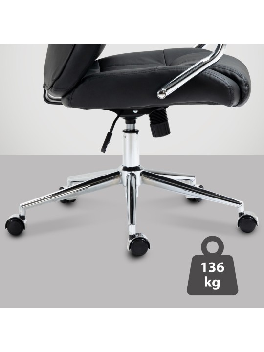 Salford irodai szék valódi bőr, fekete