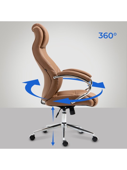 Salford irodai szék valódi bőr, világosbarna